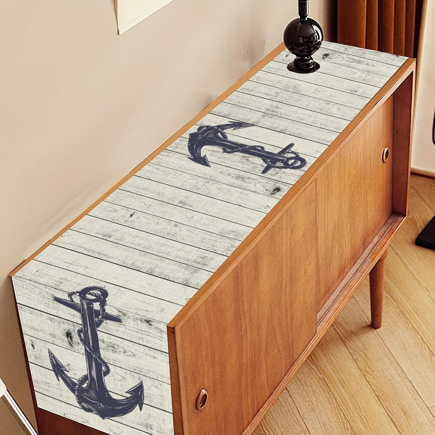 Distressed White Anchor Table Runner – Nautical Charm for Every Table, 13x48/72"