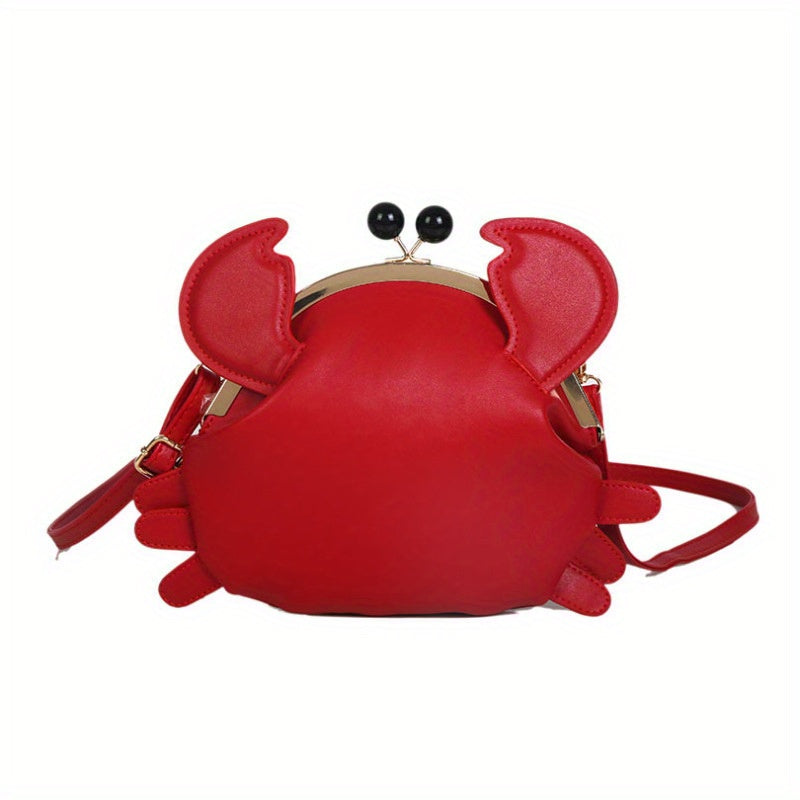Women’s Cute Crab Crossbody Bag – Tangerine Small Square Handbag with Zipper Closure