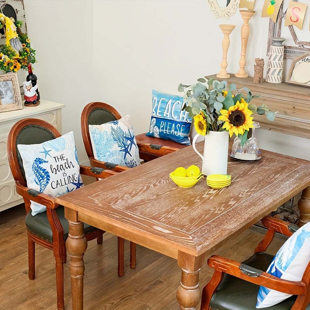 Summer Ocean Beach Pillowcase – Coastal Marine Life Design, 18x18"