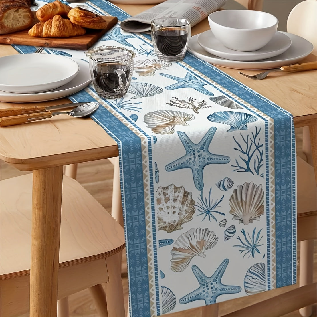 Starfish/Seashell Linen Table Runner (13x48)