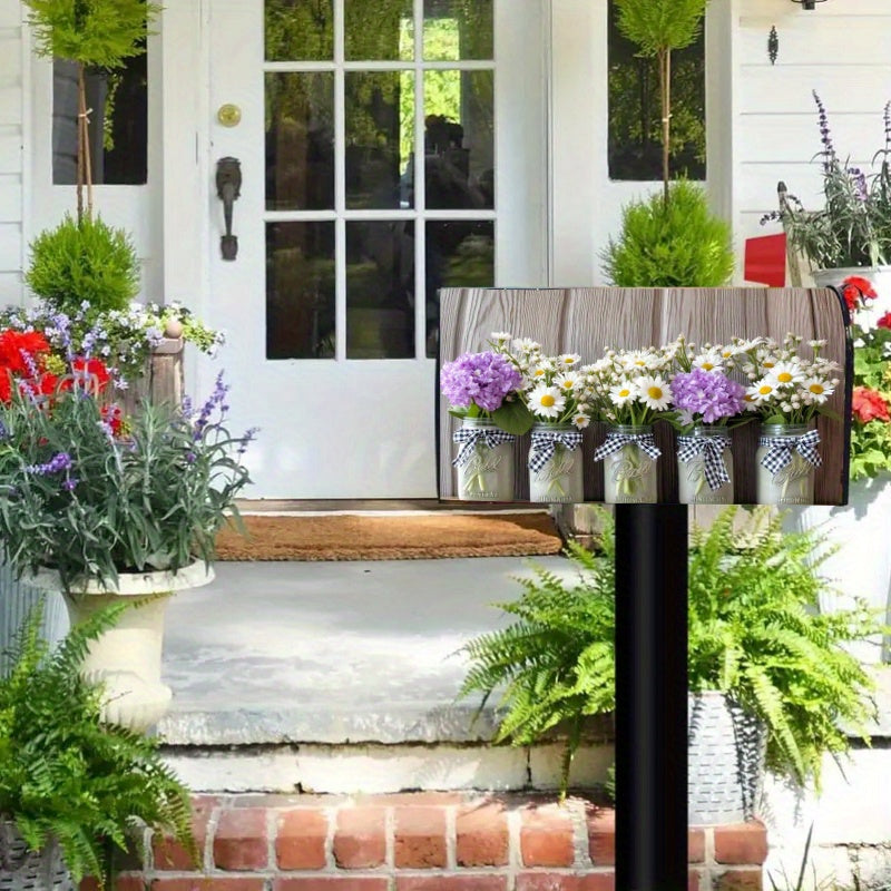 Spring Garden Flowers Mailbox Cover – Adjustable Buckle, 18"x21"