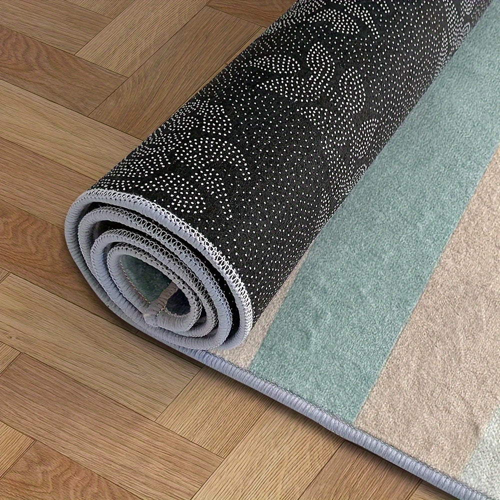 Ocean-Themed Striped Area Rug – Soft Blue-Green Waves, 3'x5'