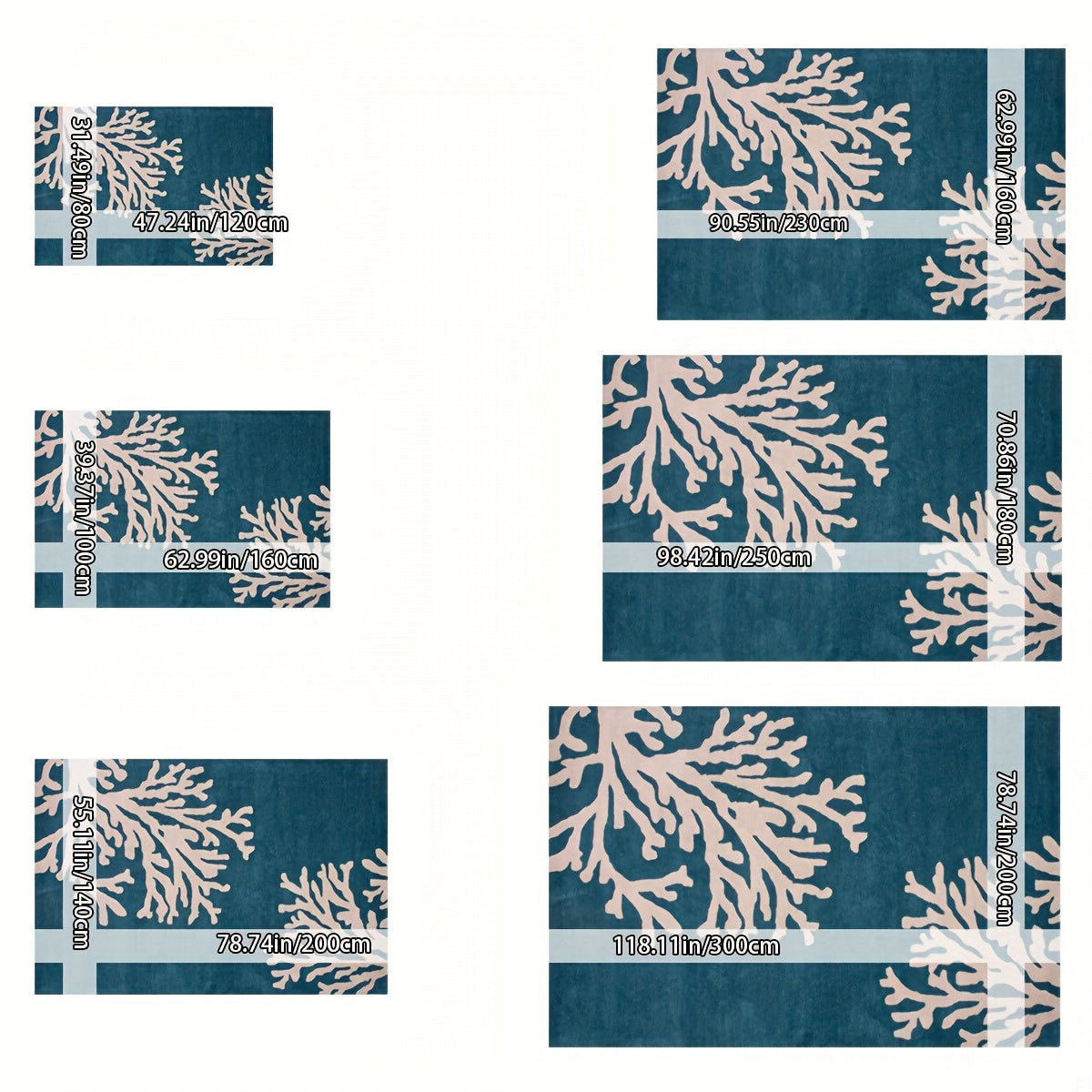 Turquoise & White Coral Reef Area Rug – 5'x7'