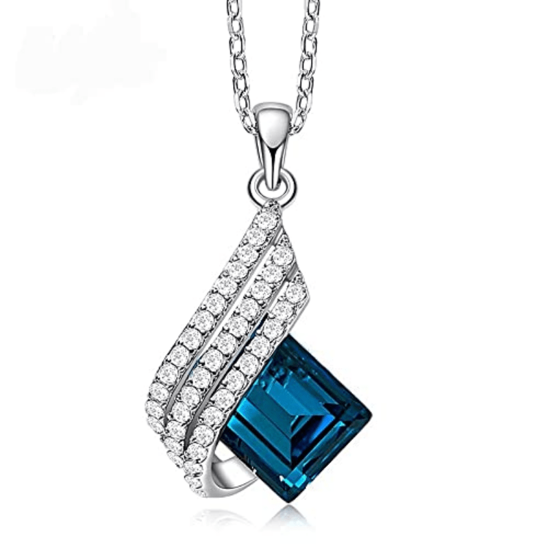 Shining Diva Angel Wings Necklace & Earrings Set – 3-Piece Blue & White Rhinestone Jewelry