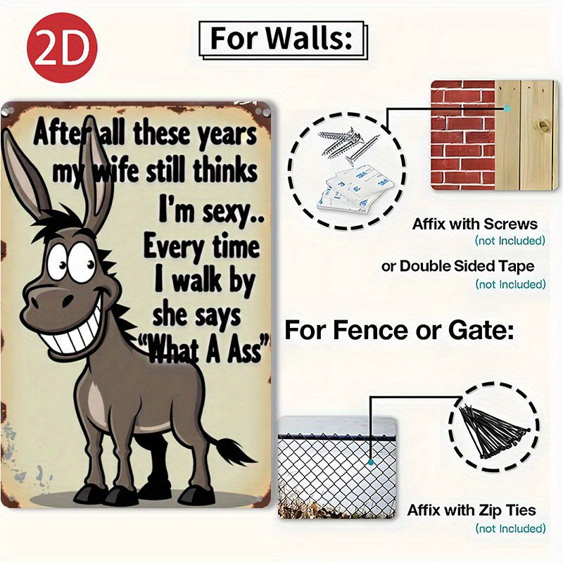 Sexy Walk Donkey Metal Wall Sign, 8x12