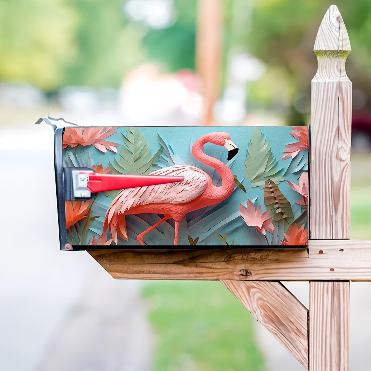 Flamingo Jungle Mailbox Cover, 21x18" – Tropical Summer Vibes