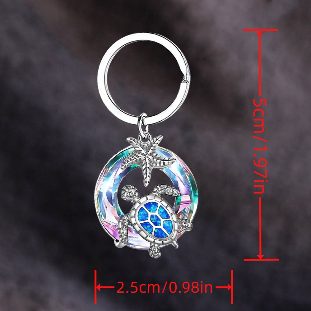 Sea Turtle & Starfish 5-Piece Jewelry Set – Necklace, Earrings, Bracelet & Keychain
