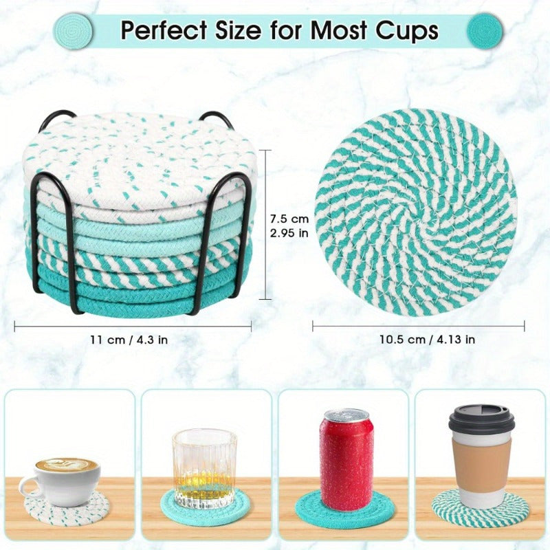 8-Piece Japanese-Style Coasters Set – Polyester Fiber with Holder