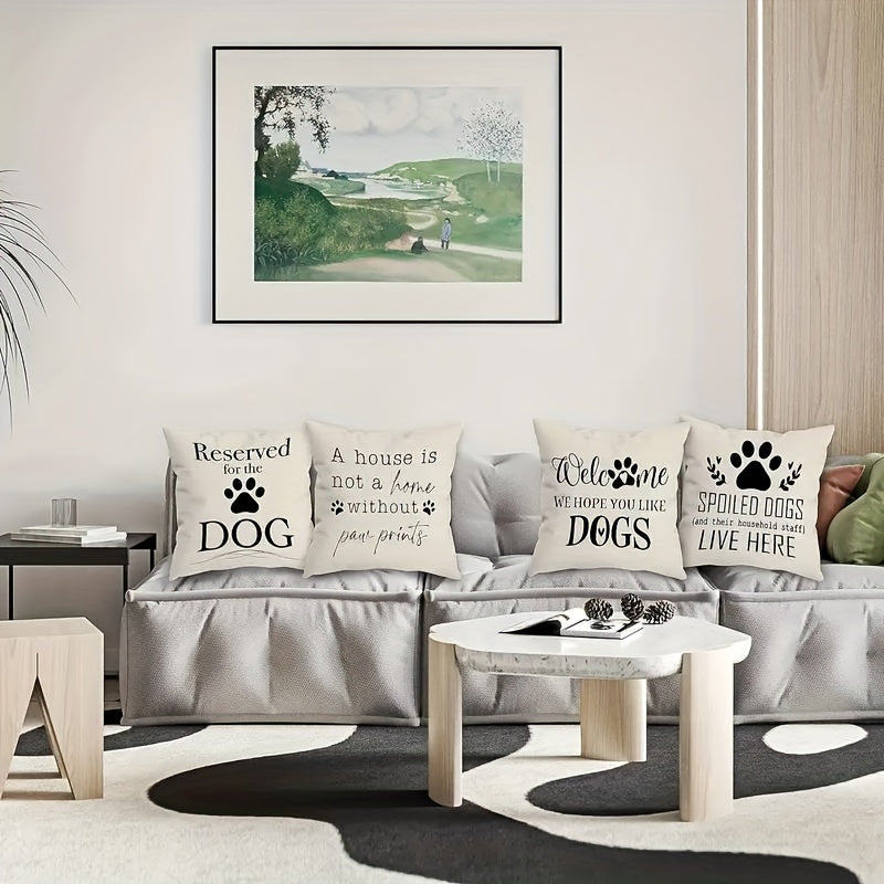 Whimsical Dog-Themed Pillow Covers – Linen Cushion Cases, 18x18"