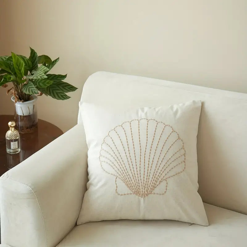 Fine-Lined Ocean Aesthetic Blue Starfish Pillow Cover for Coastal Calm Décor - 18x18" - Coastal Pillows Plus