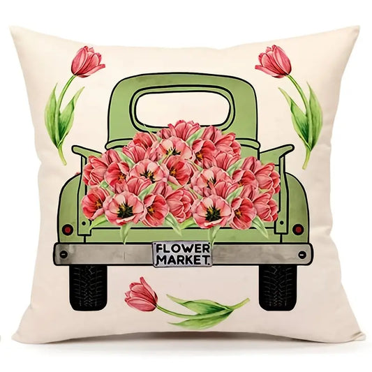 Spring Tulips In Green Truck