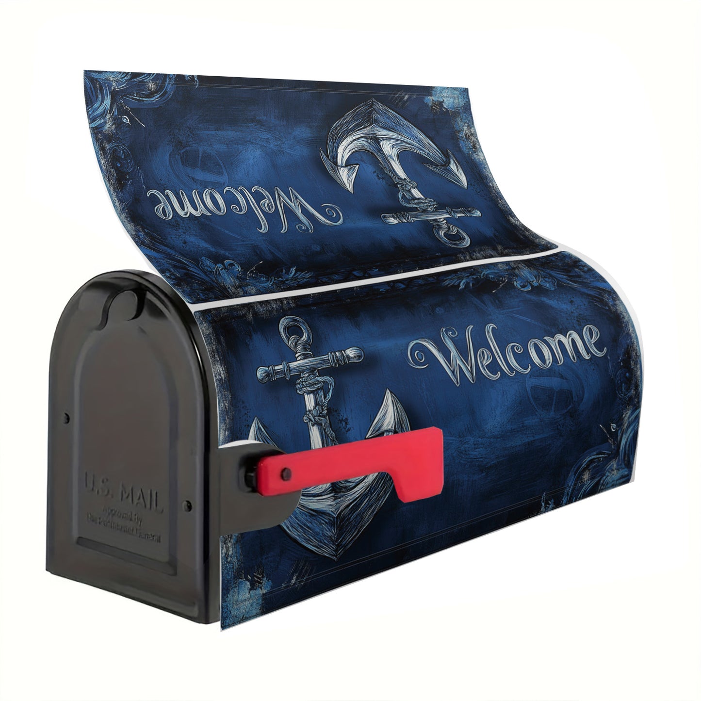 Nautical Anchor Welcome Mailbox Cover – Magnetic