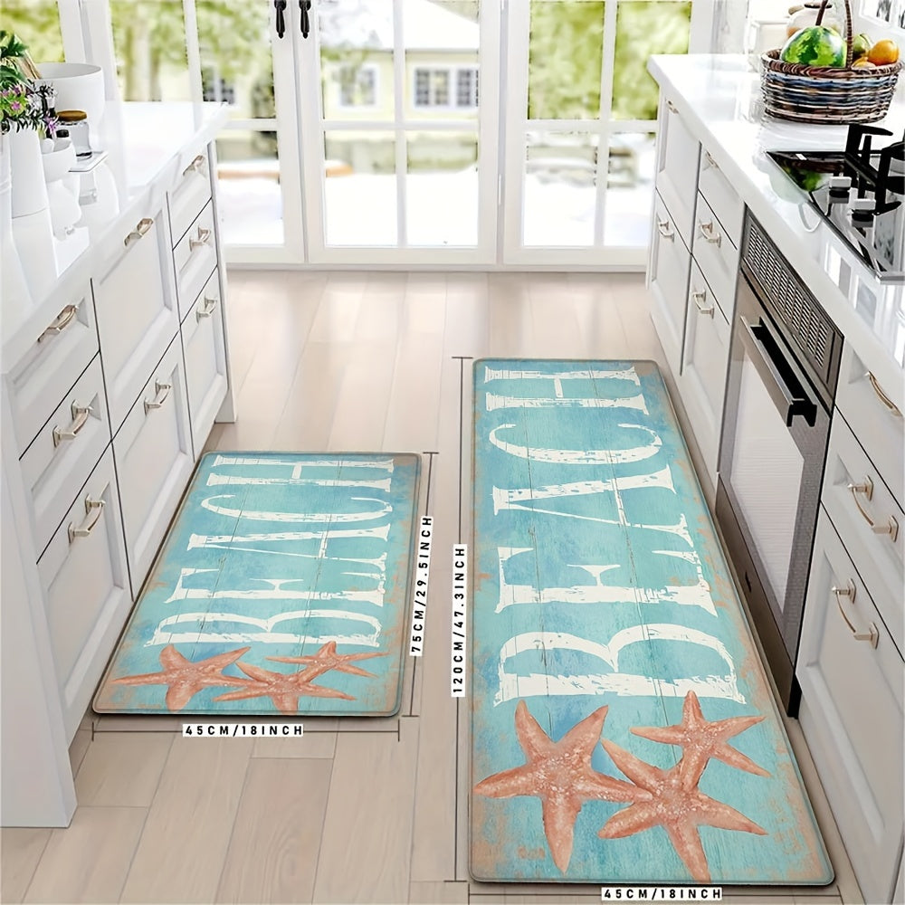 Blue Starfish Kitchen & Home Mats – Anti-Skid & Absorbent, 1.5'x2.5' / 1.5'x4'