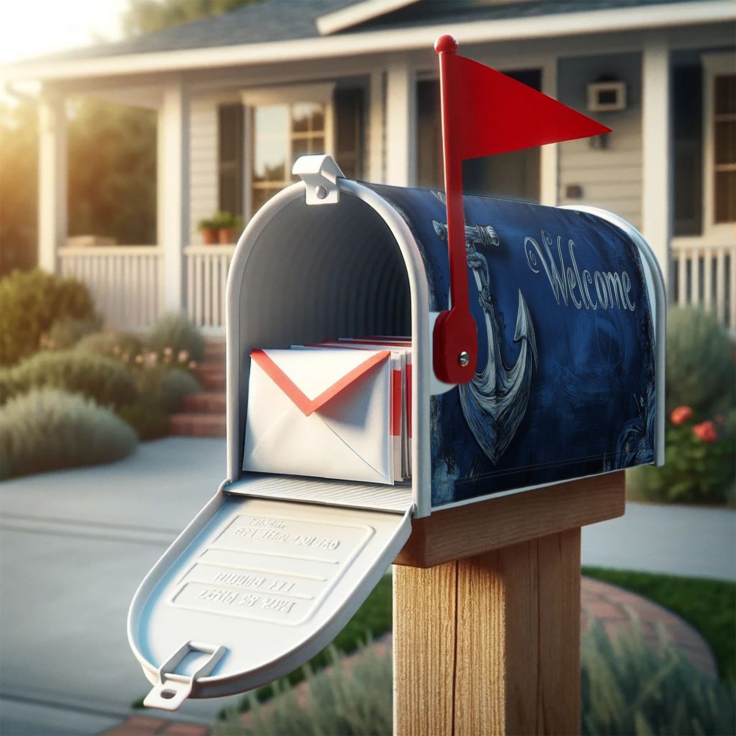 Nautical Anchor Welcome Mailbox Cover – Magnetic