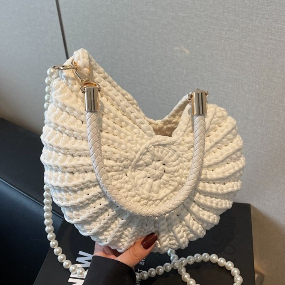 Handmade Woven Boho Conch Bag – Grass Green Crossbody Purse