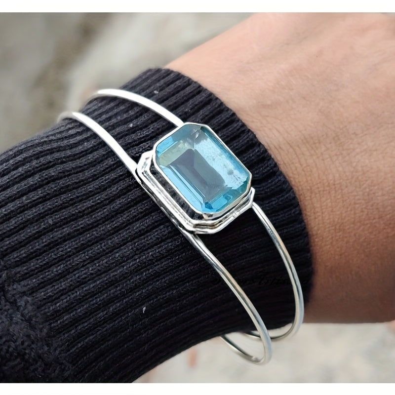 Vintage Bohemian Moonstone Bangle – Adjustable Handcrafted Bracelet