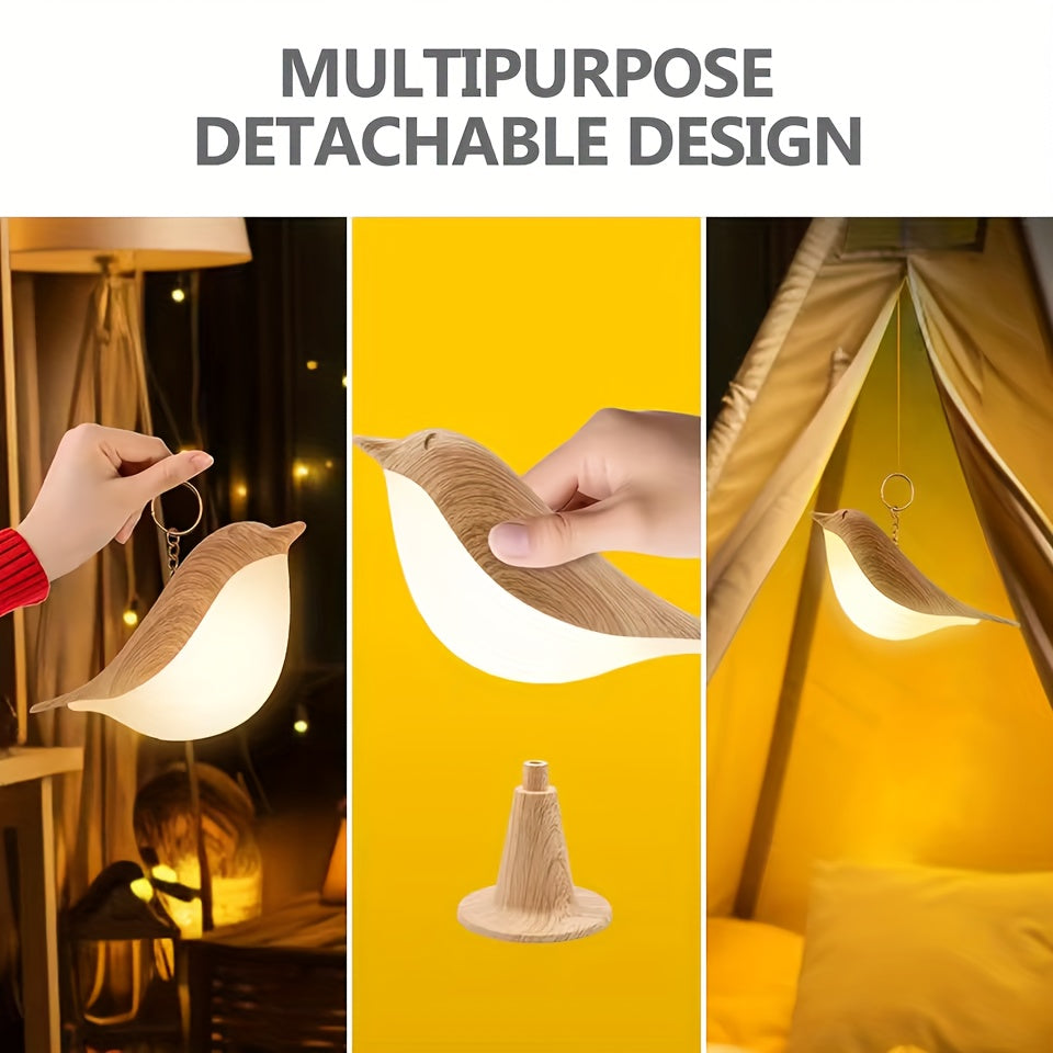 Rechargeable Birdwood Night Light with USB Charging, 3-Color Dimmable Touch Control, Aromatherapy-Compatible