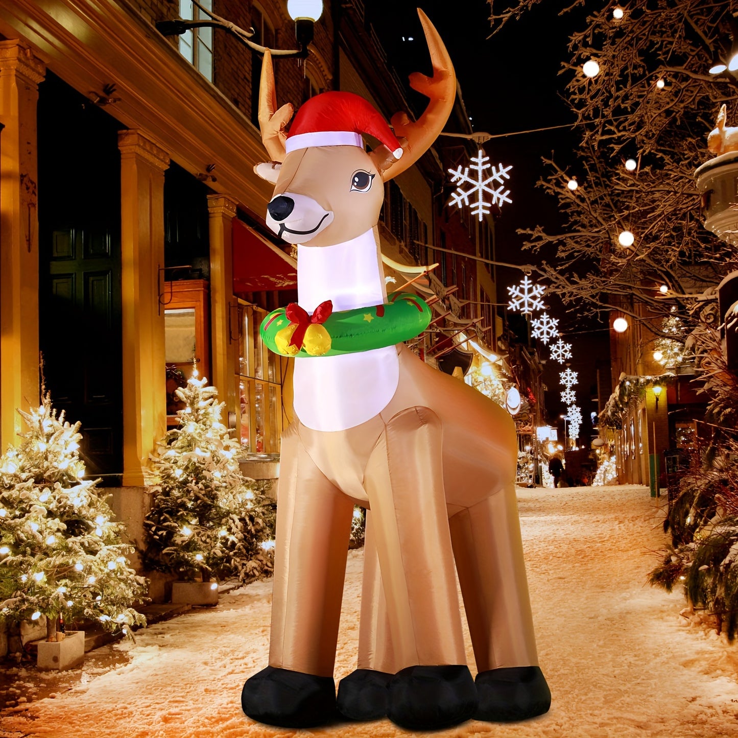 12ft Huge Christmas Inflatable Reindeer – Outdoor Holiday Decoration with LED Lights