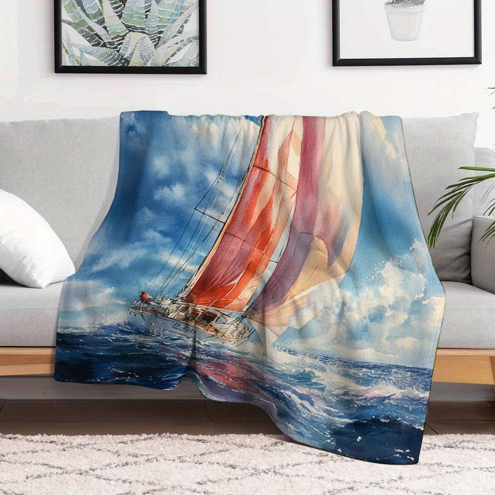 Rustic Sailboat Flannel Throw Blanket – 50"x60"