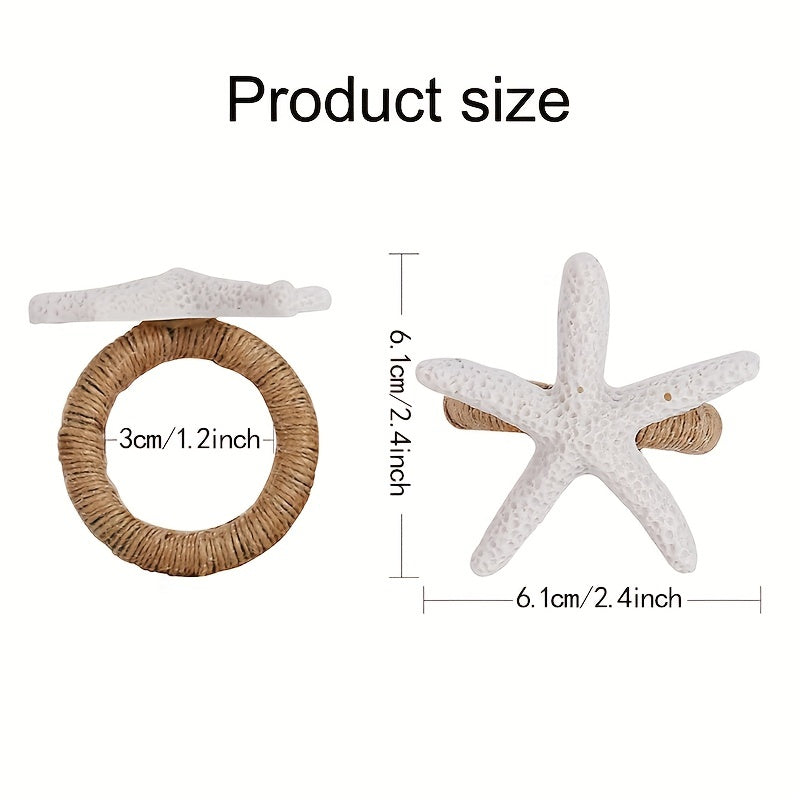 6-Piece Ocean Starfish Napkin Rings – Coastal Table Decor for Holidays & Special Occasions