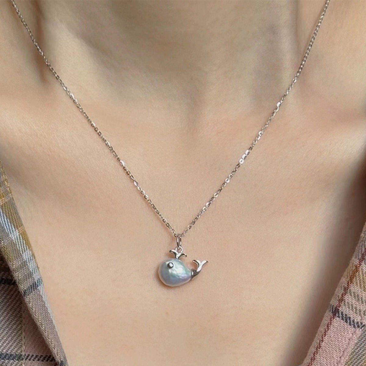 Handmade Baroque Freshwater Pearl Whale Necklace