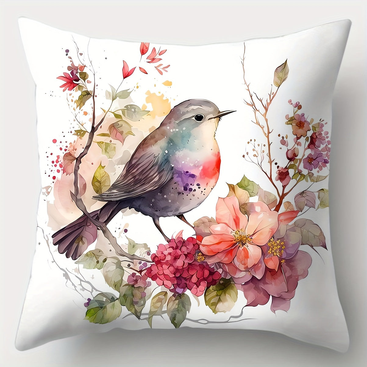 Vibrant Bird & Floral Pillow Covers – Farmhouse Charm with Artistic Flair