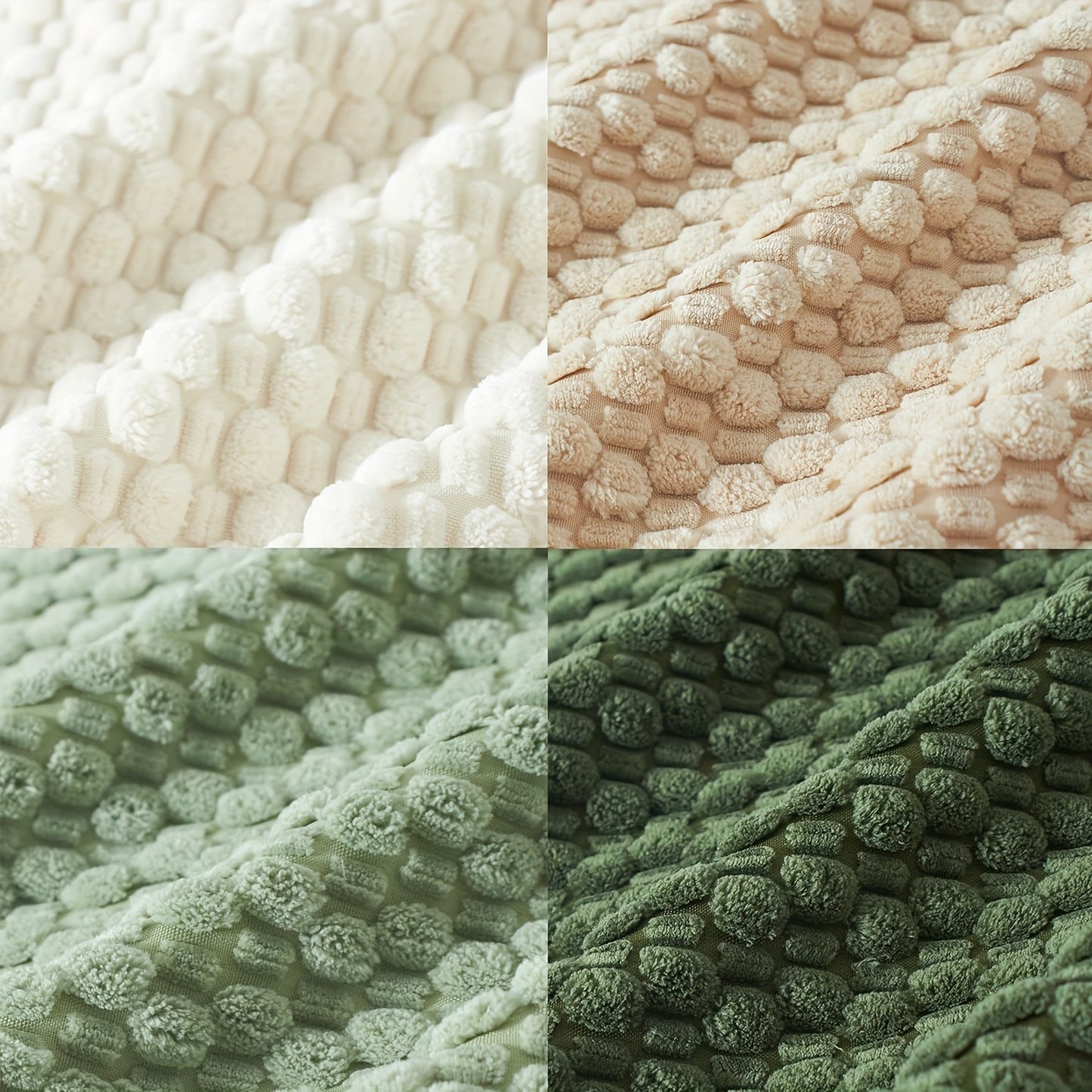 Grounded 18x18 inch cotton pillow covers in sage green, olive, beige, and white with plush corduroy and chunky knit textures for coastal décor – Coastal Pillows Plus.