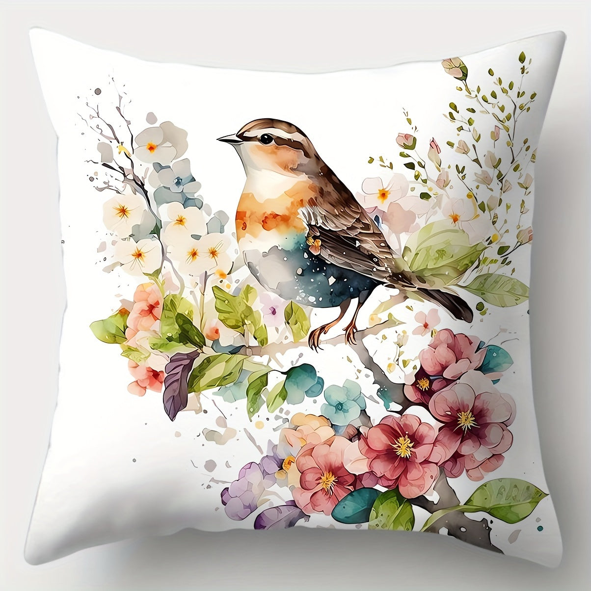 Vibrant Bird & Floral Pillow Covers – Farmhouse Charm with Artistic Flair