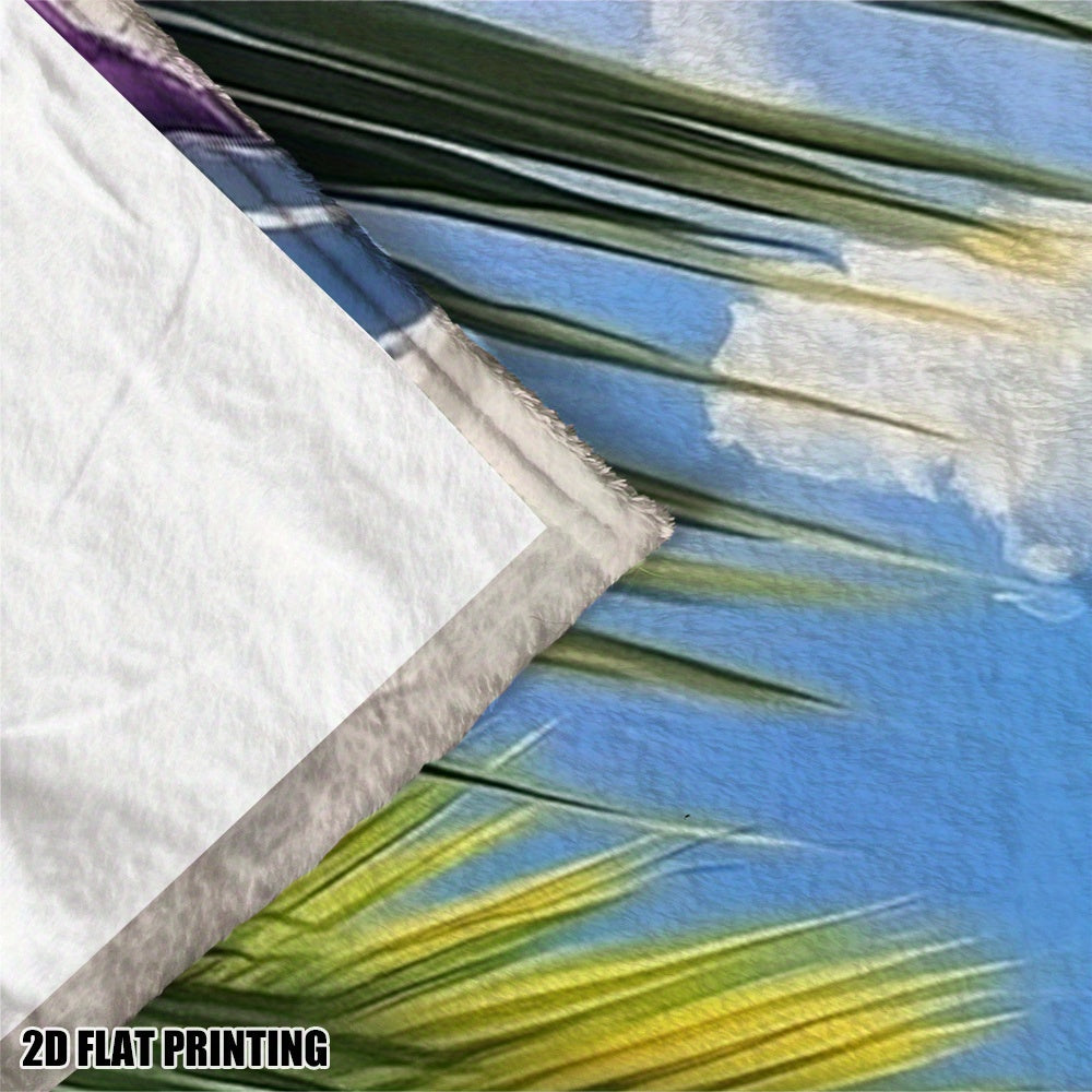 Vibrant Adirondack Chairs & Palm Tree Design Flannel Throw Blanket – 51x59"