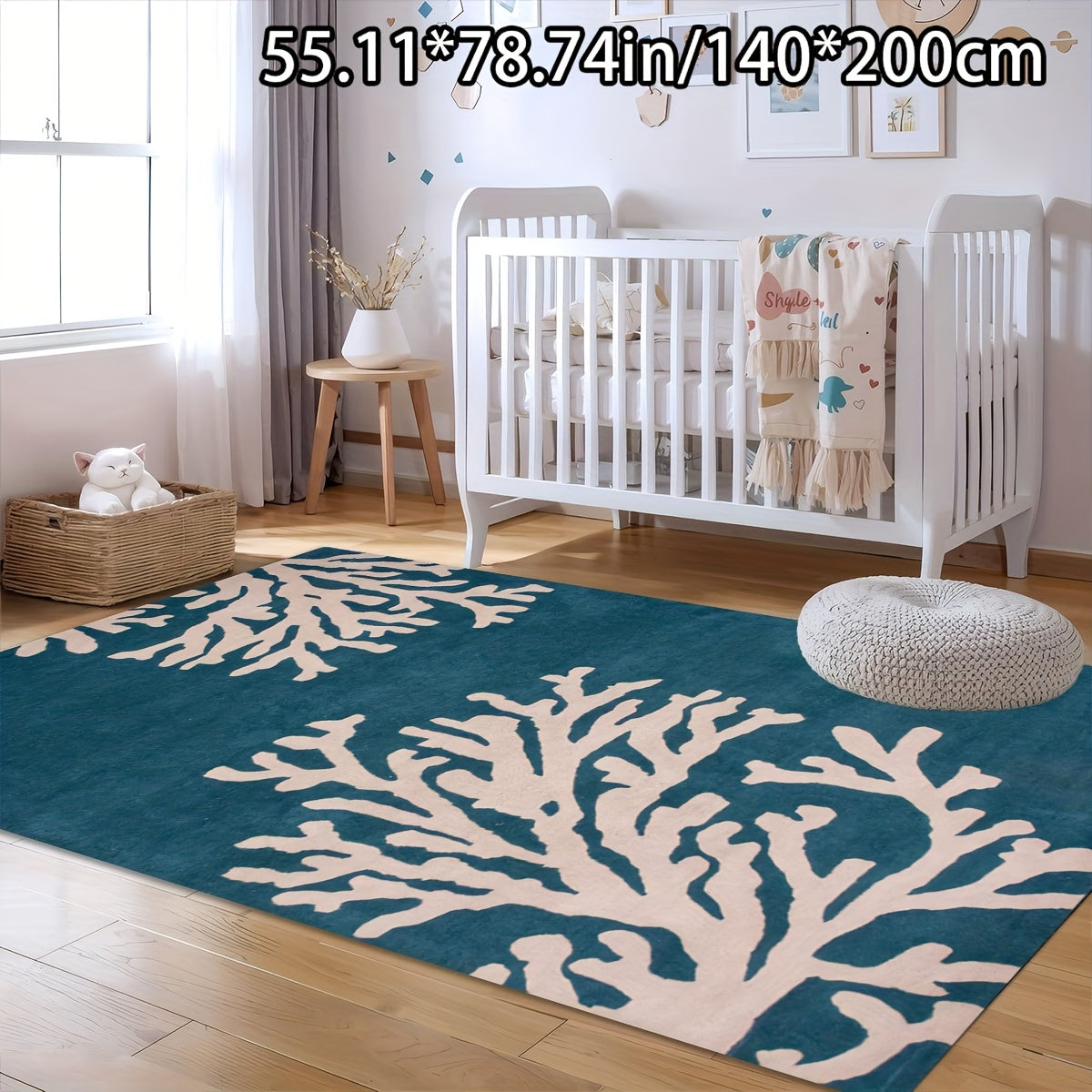 Turquoise & White Coral Reef Area Rug – 5'x7'