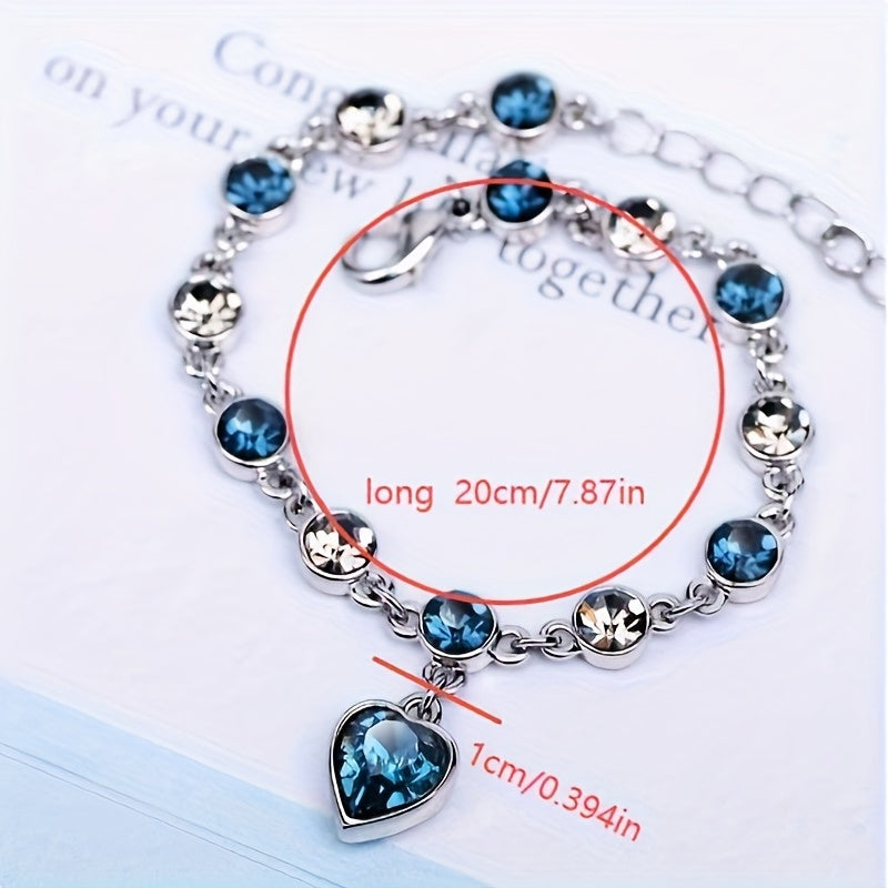 Ocean Heart Crystal Bracelet – Elegant Lake Blue Heart Design