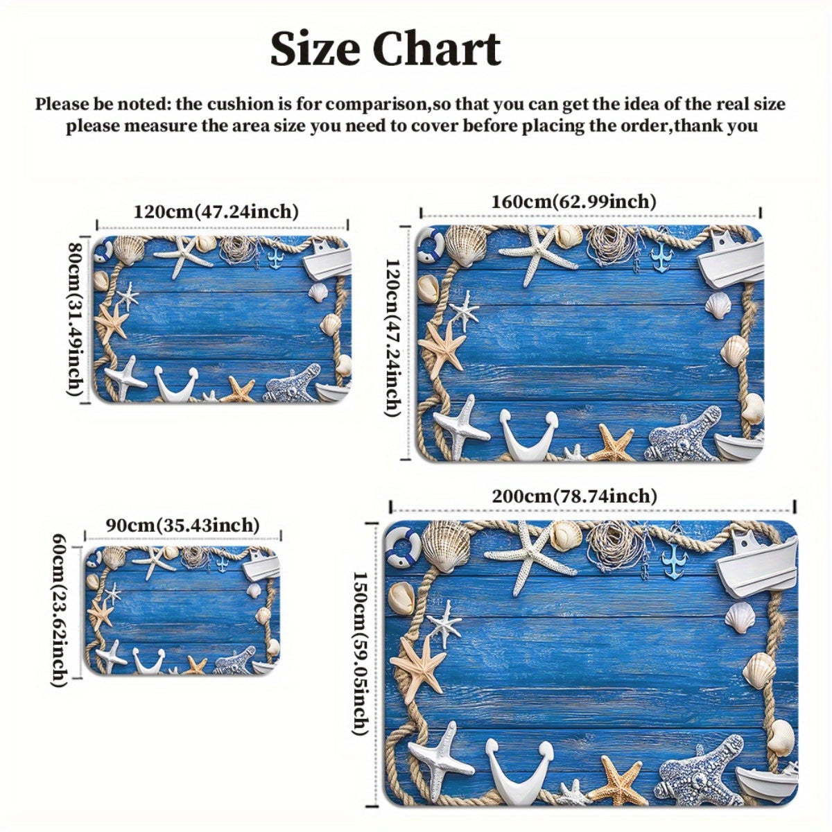 Rustic Coastal Shell & Starfish HD Printed Mat – 2'x3'