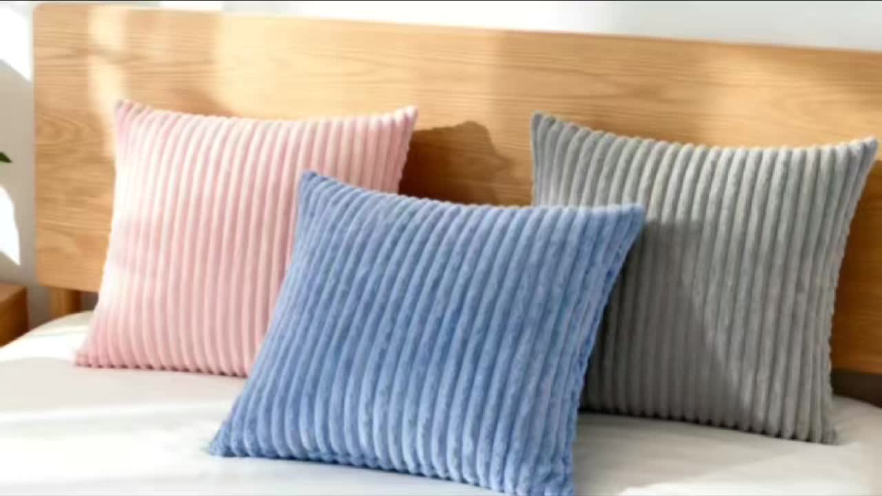 Striped Supersoft Corduroy Pillow Cover – Individual Colors or 3-Piece Set, 18"x18"