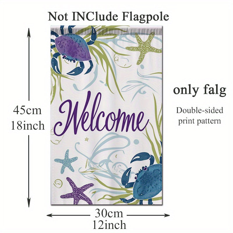 Marine Life “Welcome” Double-Sided Garden Banner – 12x18"