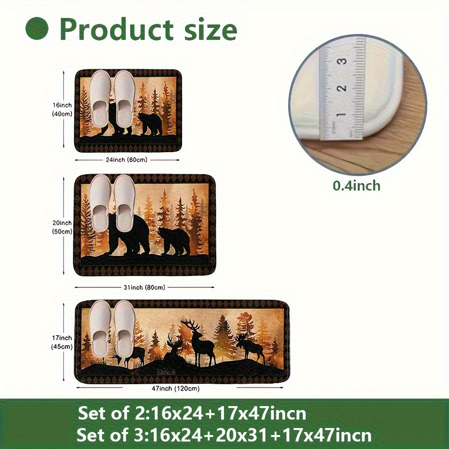 Beer & Deer Kitchen Mats – Non-Slip, 1.5'x2' / 2'x2.5' / 1.5'x4'