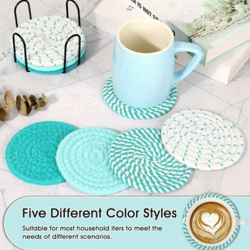 8-Piece Japanese-Style Coasters Set – Polyester Fiber with Holder