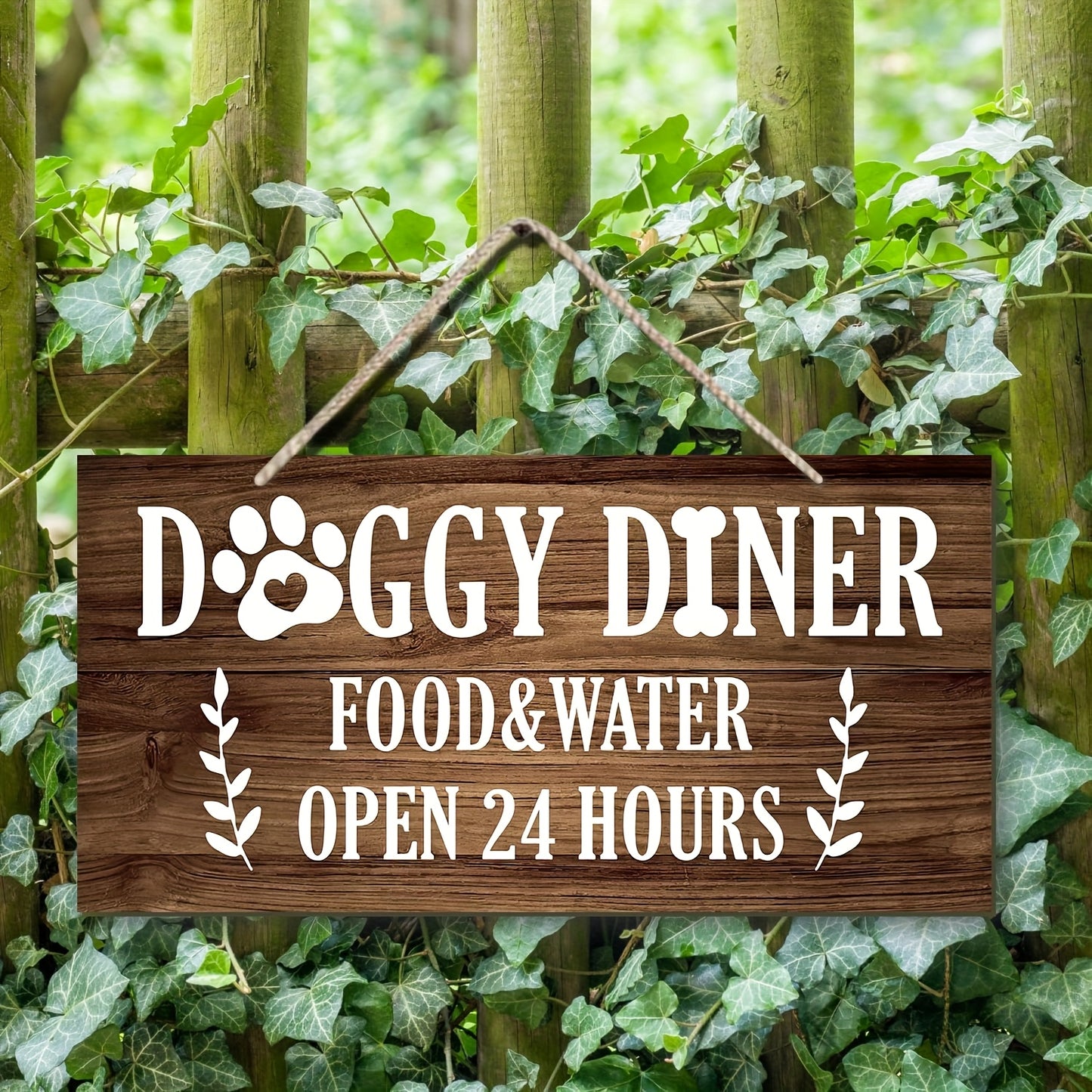 “Doggie Diner” Wooden Sign – 6x12" Rustic Wall Decor