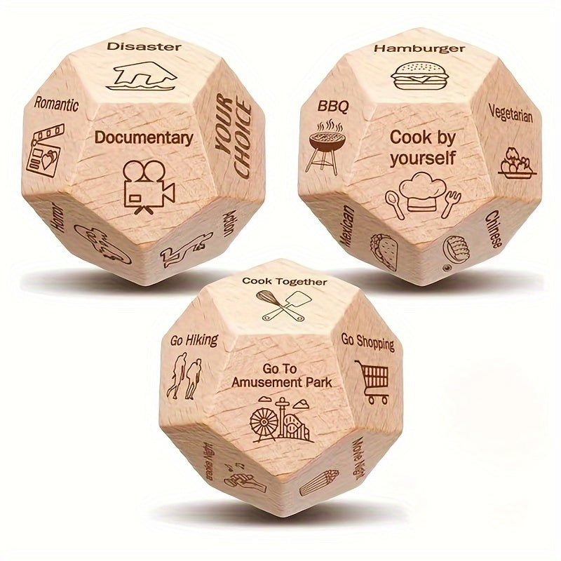 Couples Decision Dice Set – 3-Piece Fun Activity Game with 12 Options