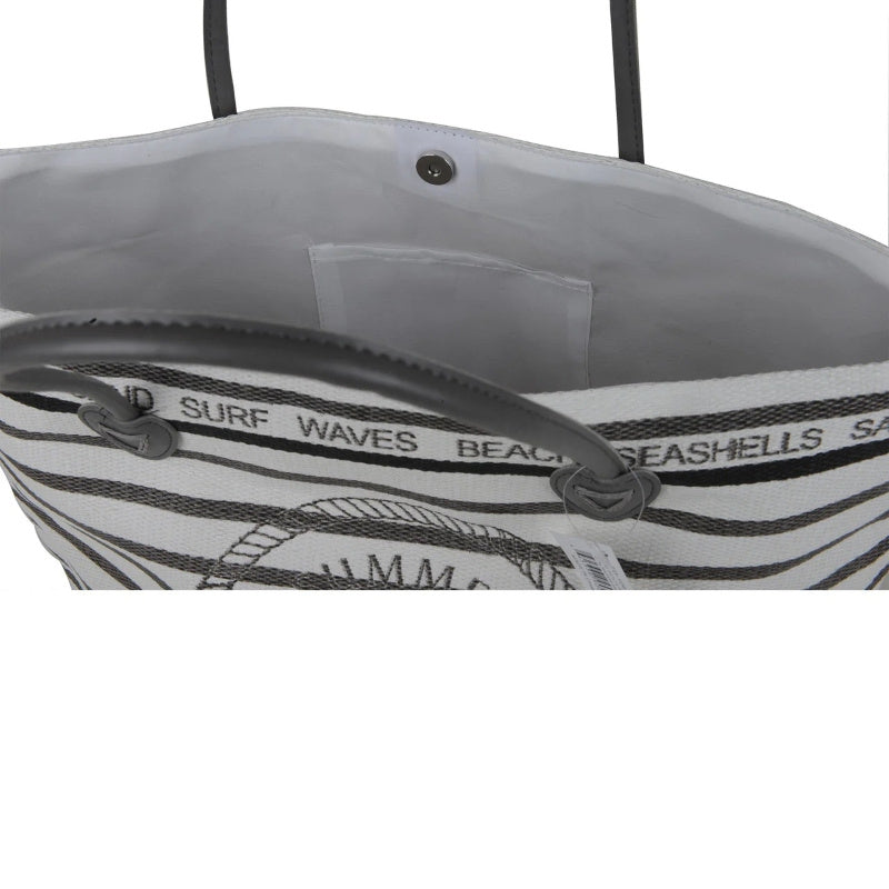 Gray Anchor Oversized Canvas Beach Tote