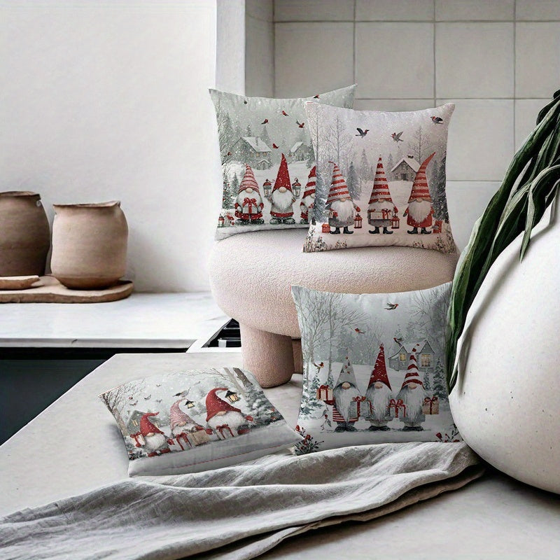 Christmas Winter Gnome Pillow Covers – 18x18" Festive Farmhouse Décor