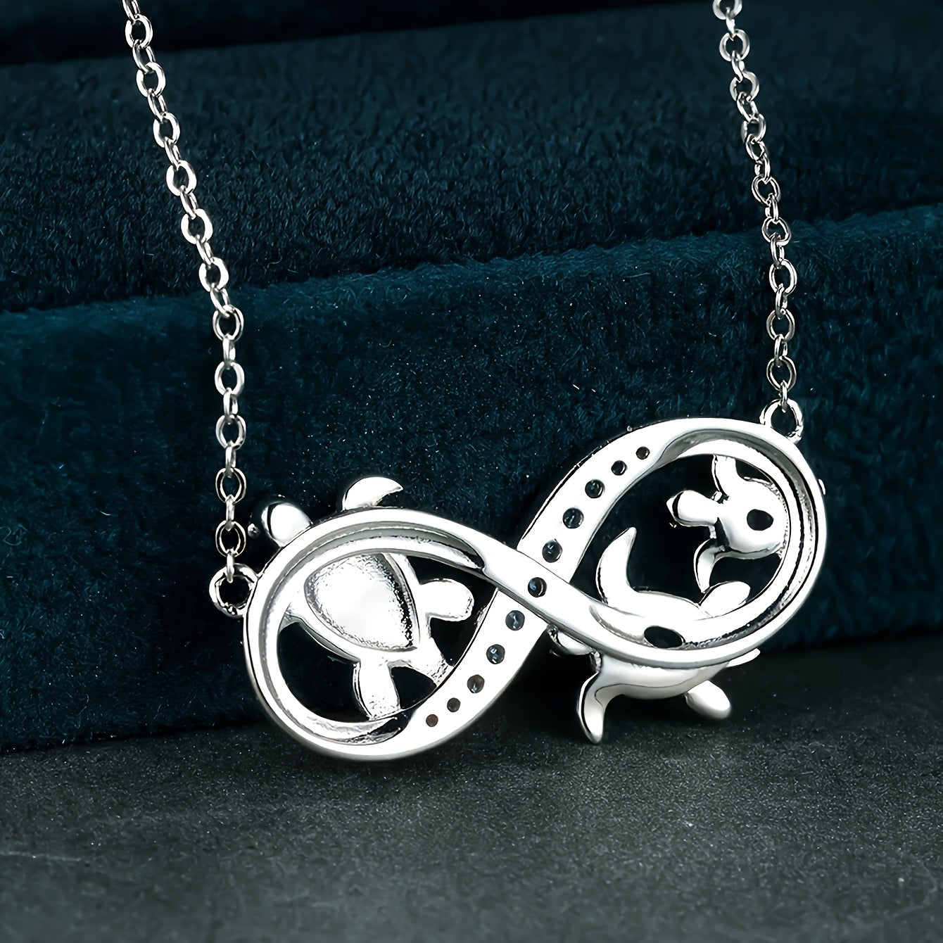 Blue Opal Sea Turtle Infinity Necklace – Ocean Style Pendant for Her
