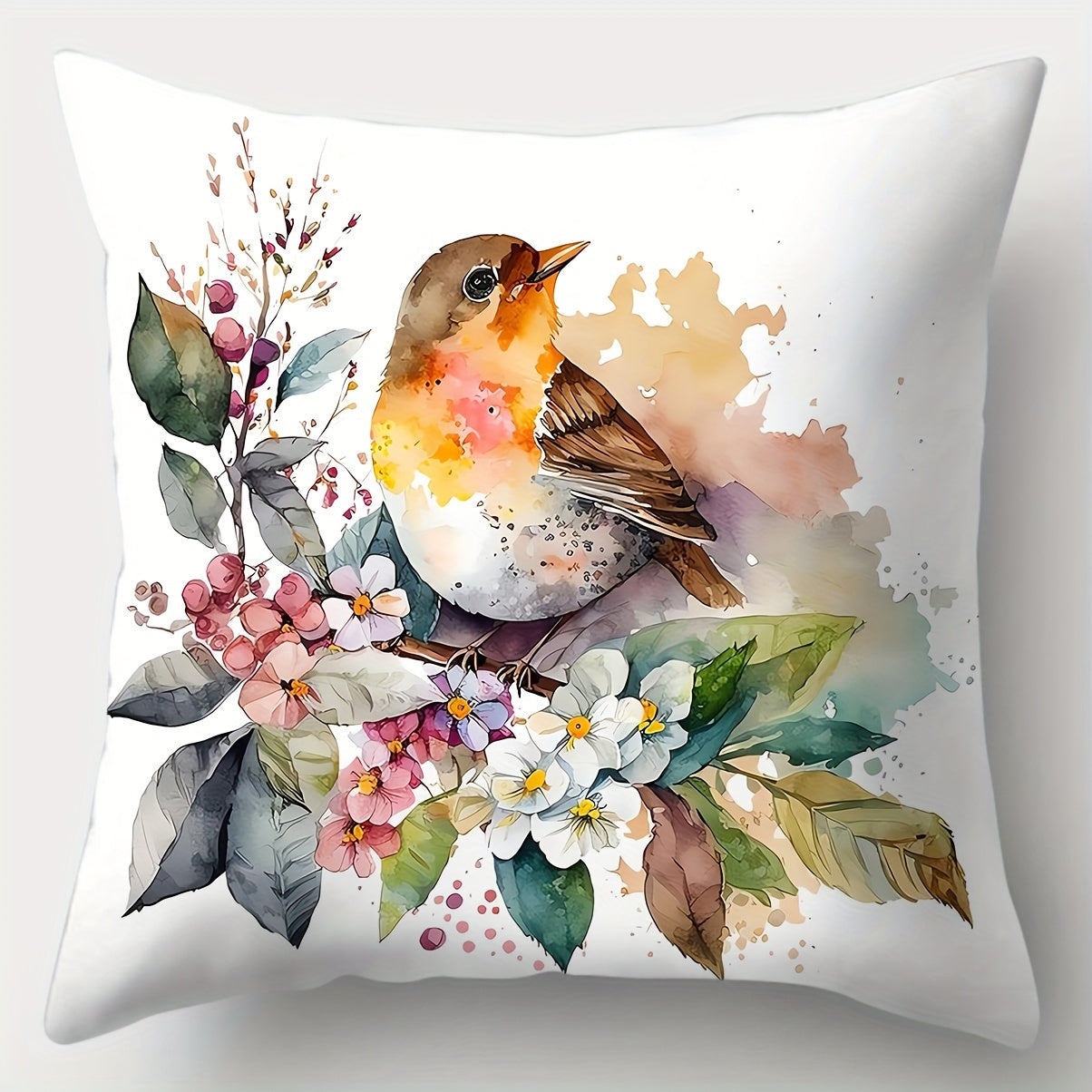 Vibrant Bird & Floral Pillow Covers – Farmhouse Charm with Artistic Flair