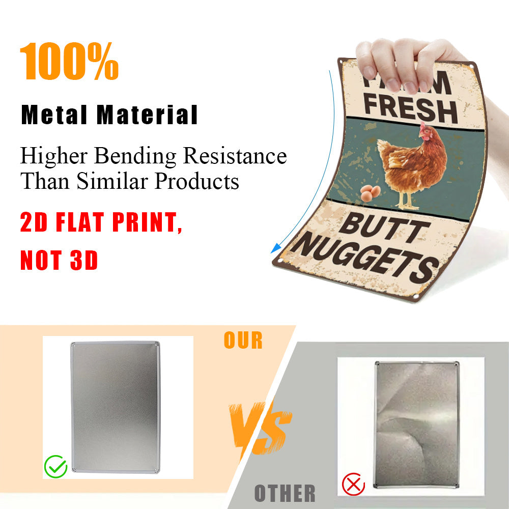 “Farm Fresh Butt Nuggets” Chicken Coop Metal Sign – 8x12"