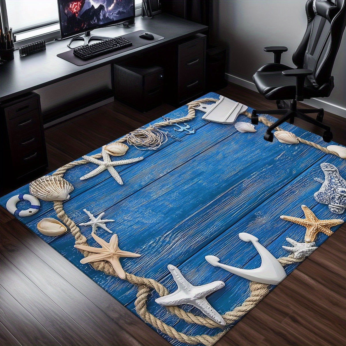 Rustic Coastal Shell & Starfish HD Printed Mat – 2'x3'