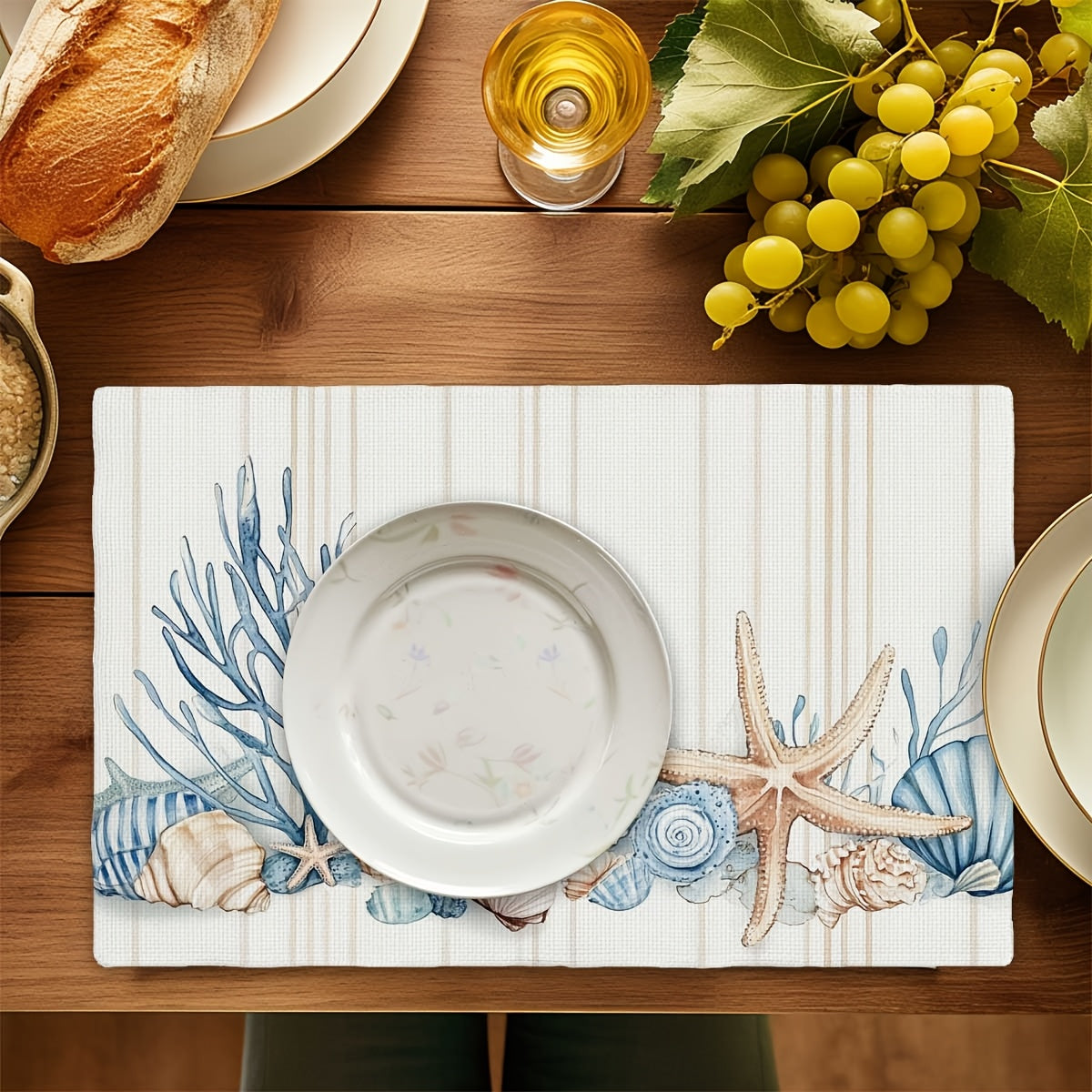 4-Piece Seaside Shell & Starfish Table Mats – 12"x18"