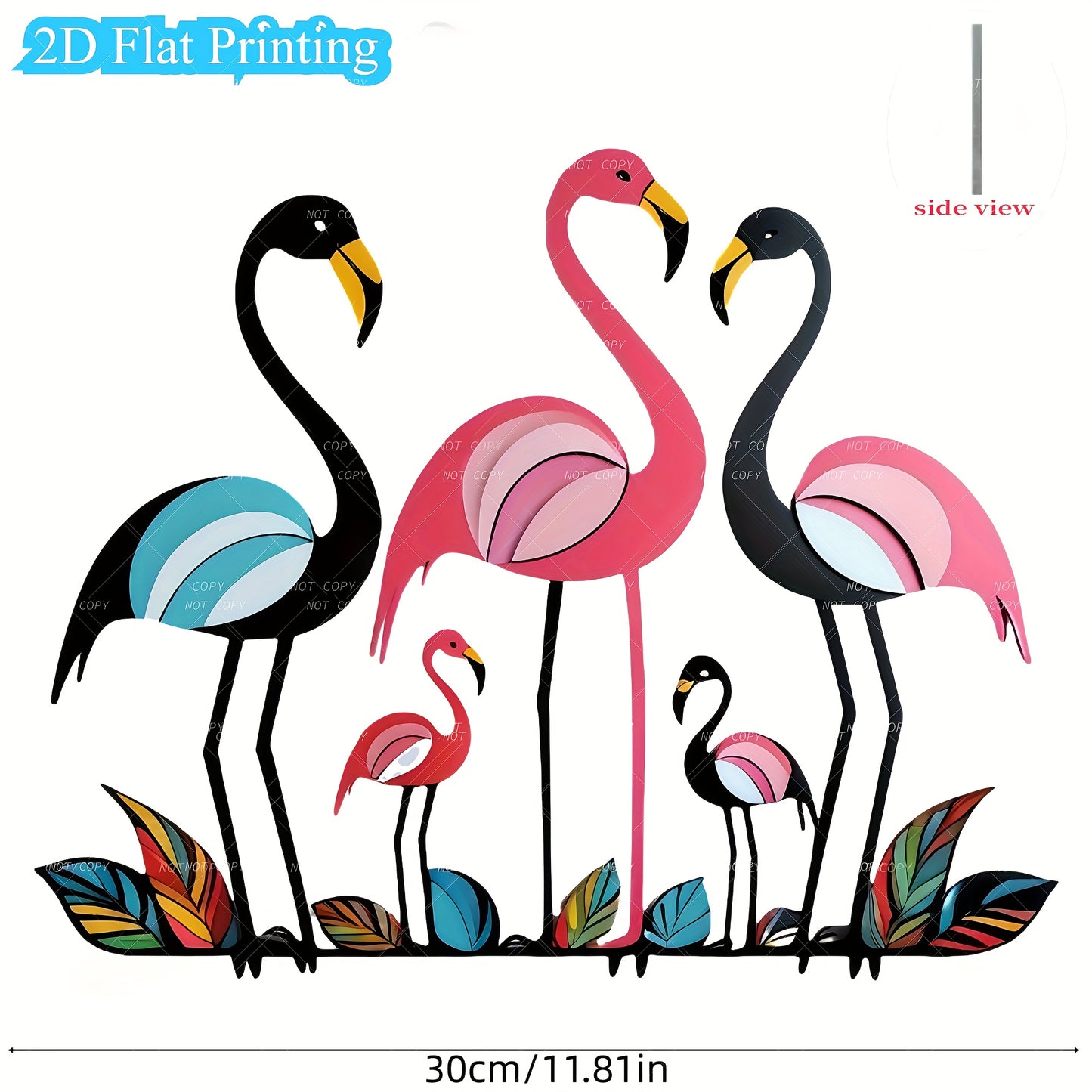 Long-Legged Flamingo Wall Art – Colorful 2D Metal Design, 12"