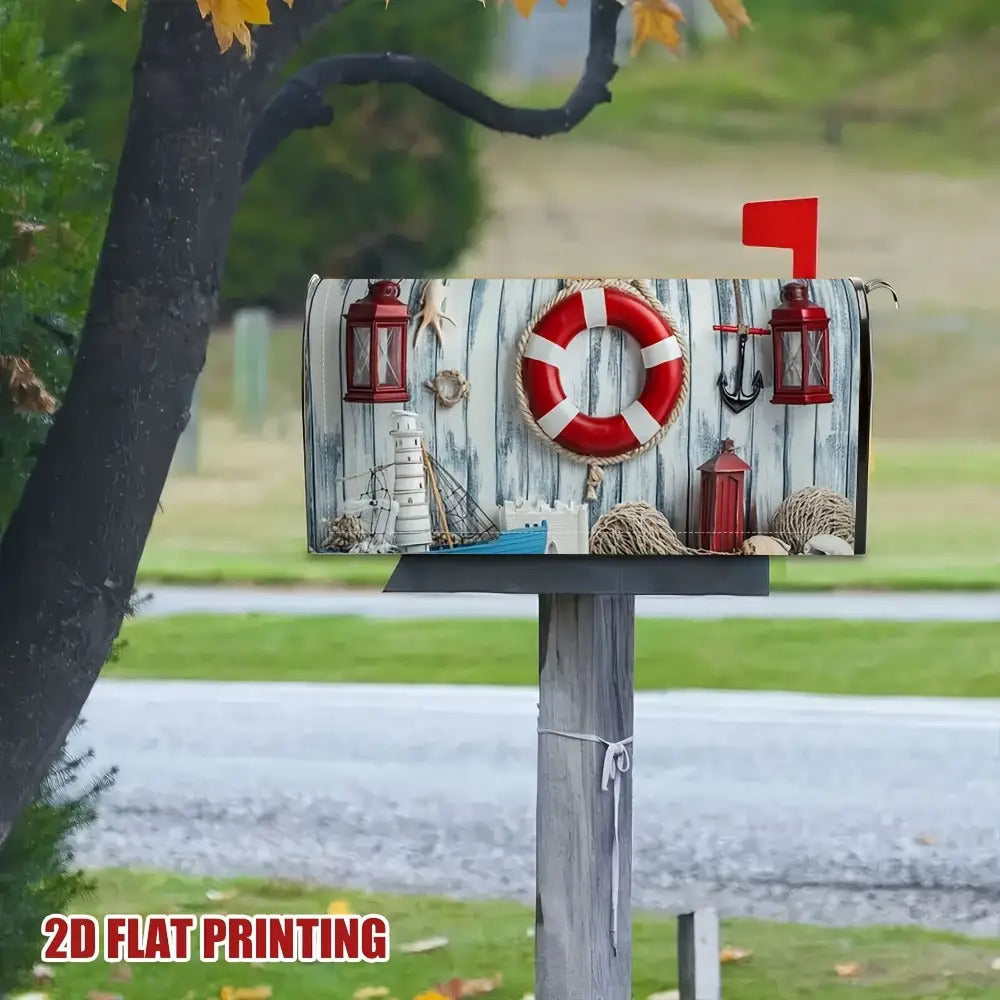 Lifesaver and Red Lantern Mailbox Cover – Adjustable Buckle, 18" x 21"