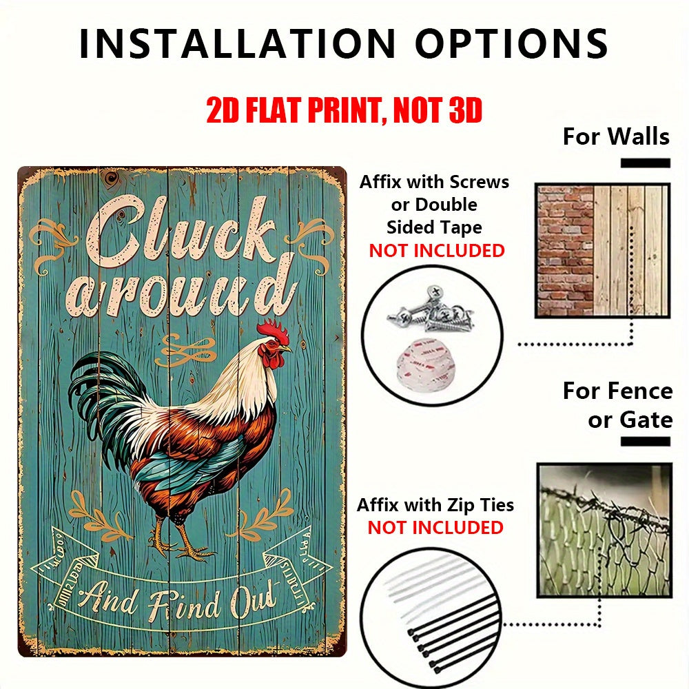“Cluck Around & Find Out” Chicken Metal Sign – 12x8"
