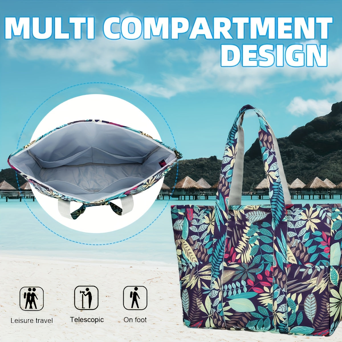 Flip Flops Tote - Sandproof with Pockets and Zipper