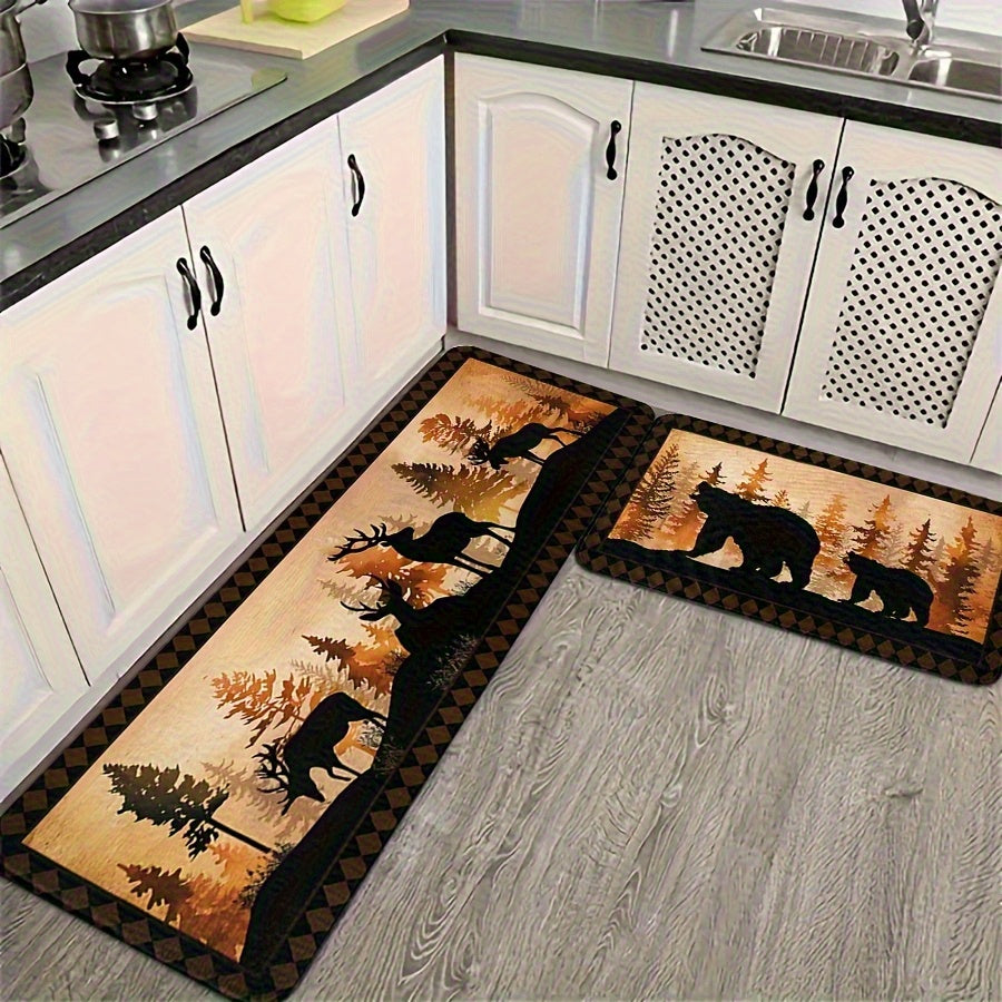 Beer & Deer Kitchen Mats – Non-Slip, 1.5'x2' / 2'x2.5' / 1.5'x4'
